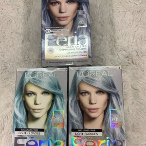 L'Oreal Paris Feria #P1 SAPPHIRE SMOKE Permanent Hair Color, Hair Dye Lot Of 3